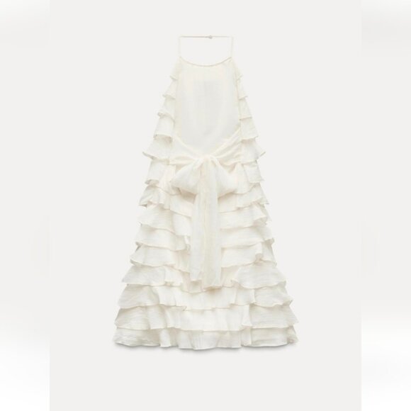 ZARA RUFFLED HALTER NECK DRESS - Picture 6 of 7
